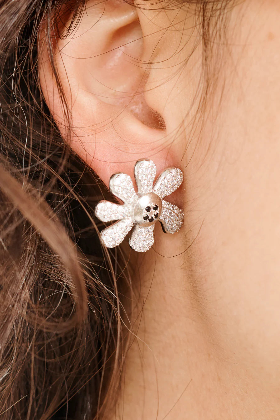 COLLINA STRADA CRYSTAL CLEAR PAVE HAPPY BLOSSOM EARRING
