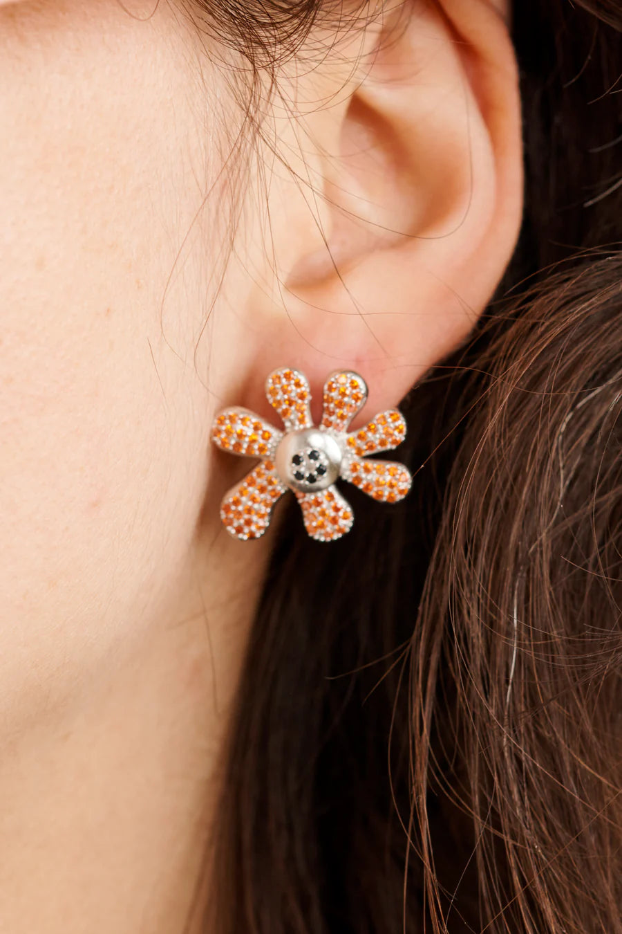 COLLINA STRADA POPPY AQUAMARINE PAVE HAPPY BLOSSOM EARRING