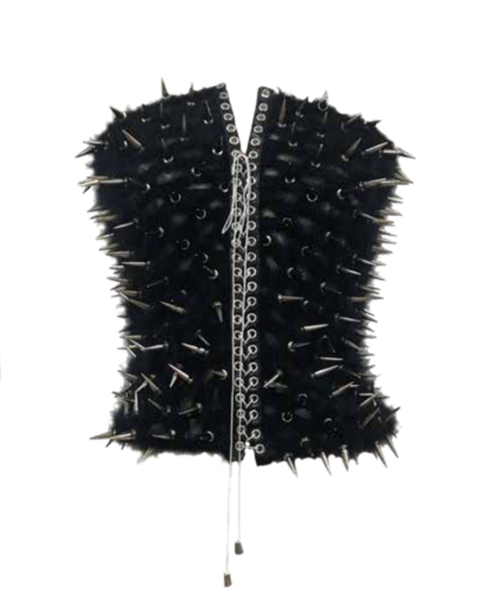 GUI ROSA Spike Spike Studded Crochet Corset Noir