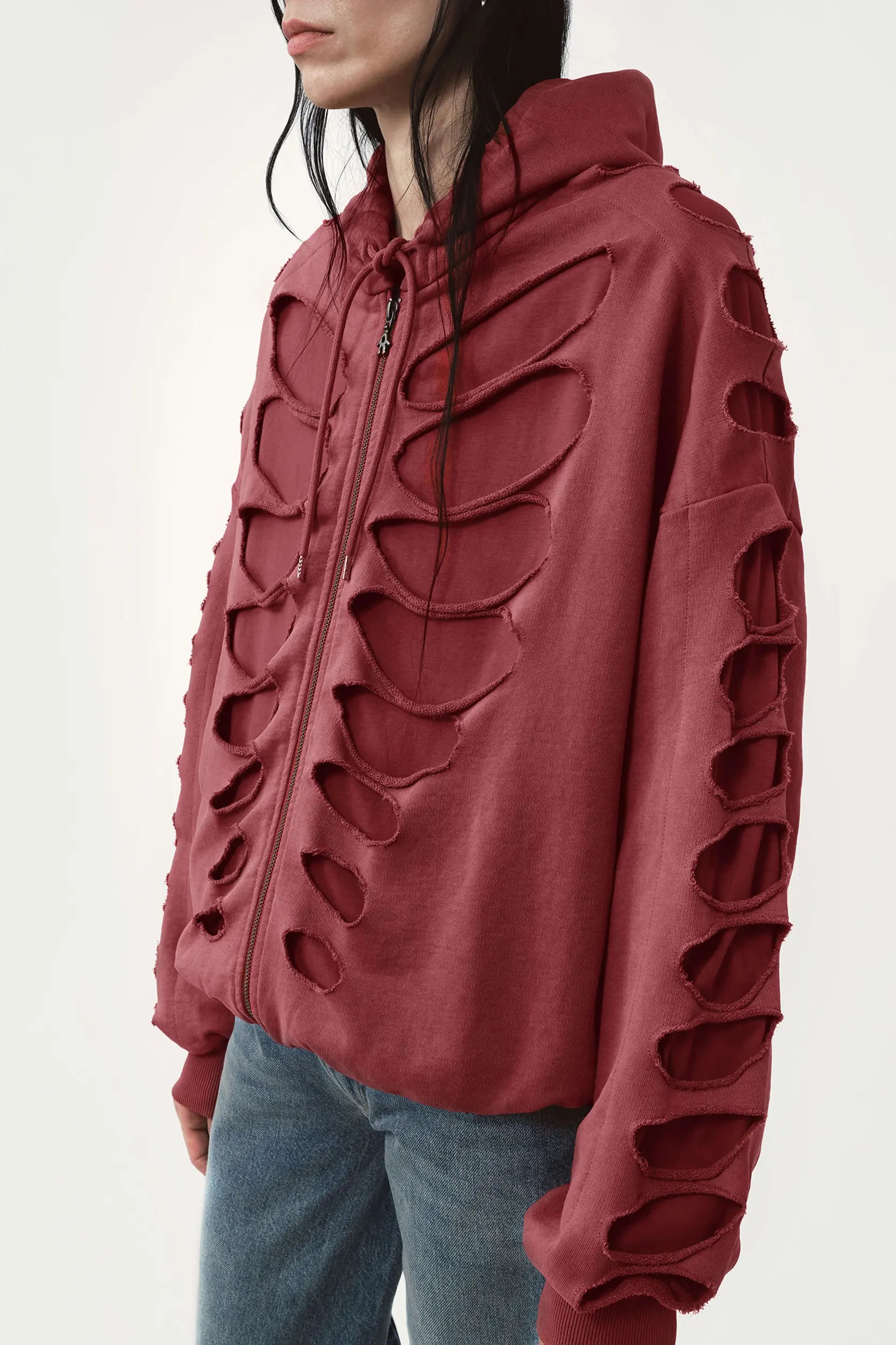 Avavav Shoulderless Cutout Hoodie