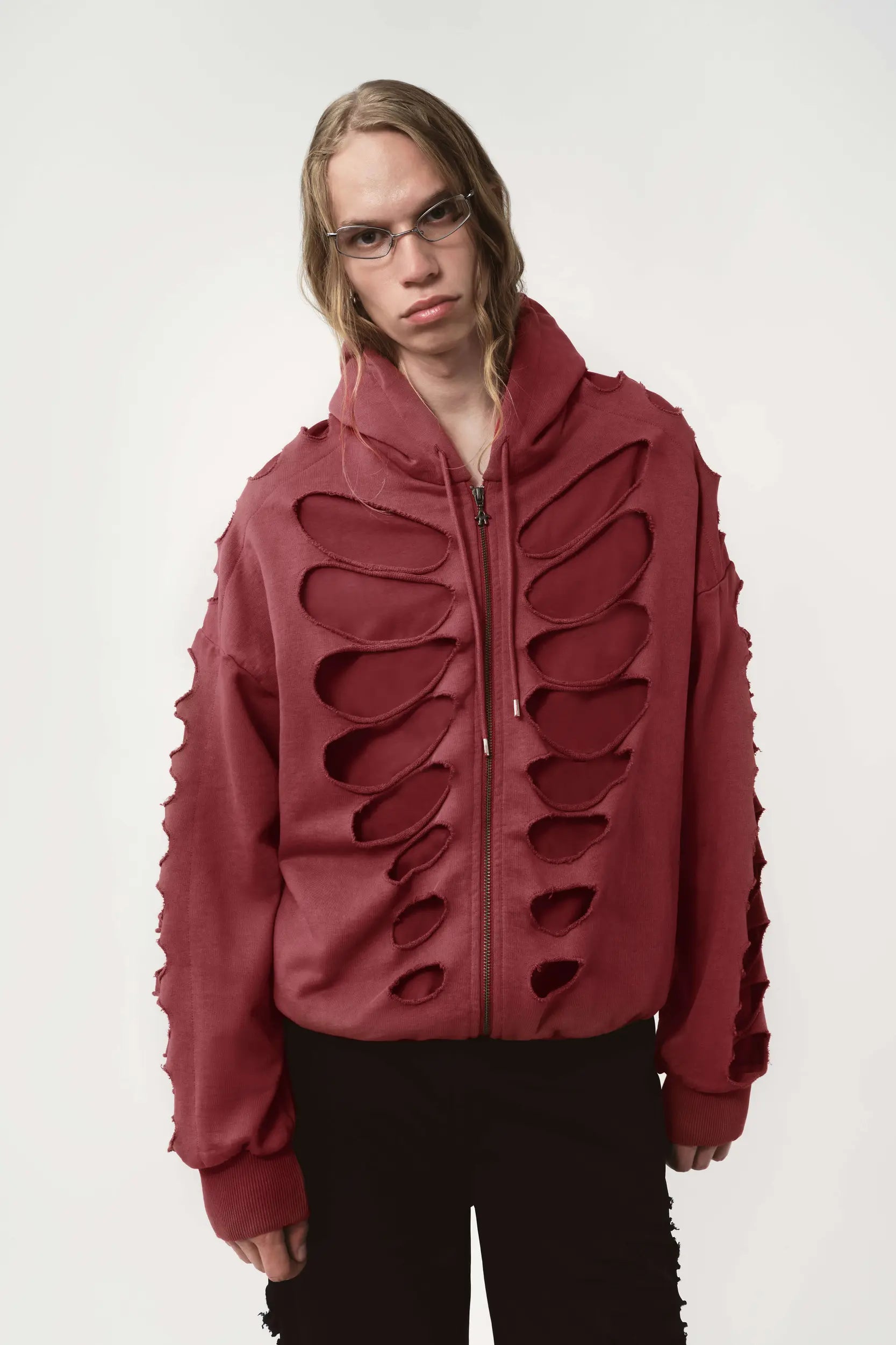 Avavav Shoulderless Cutout Hoodie