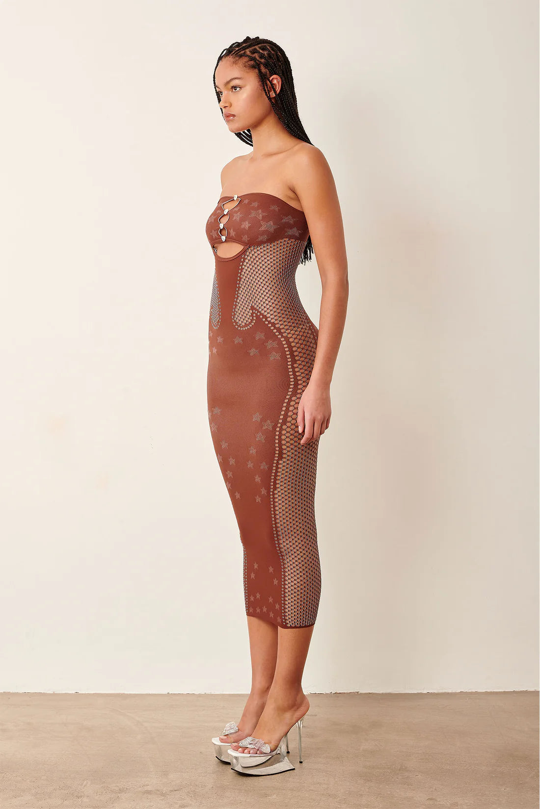 POSTER GIRL Roxie Dress Old Money Brown YELINA OPHIS POSTER GIRL Roxie Dress Old Money Brown YELINA OPHIS