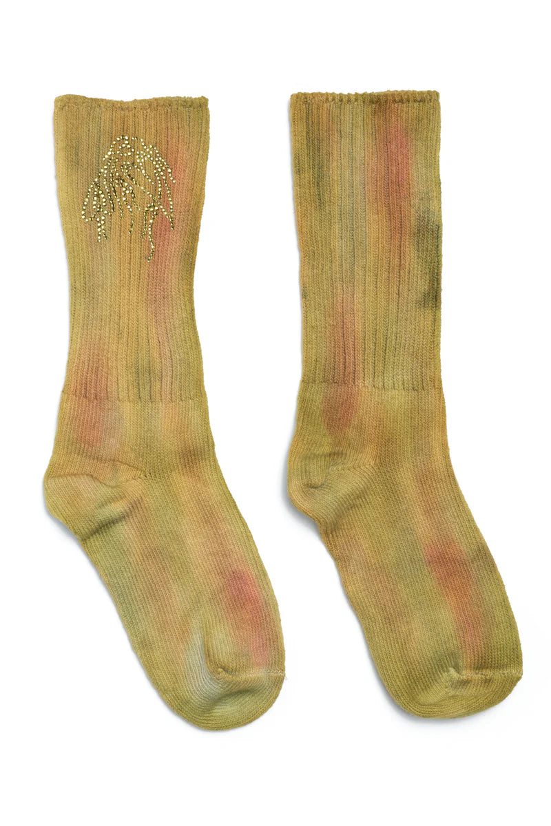 COLLINA STRADA RHINESTONE ORGANIC SOCKS SEA MOSS