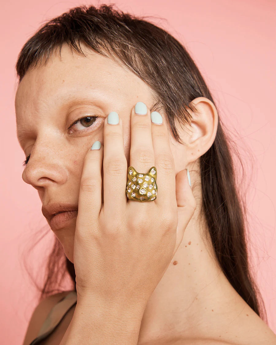 COLLINA STRADA LIME PUFFY BUNNY RING